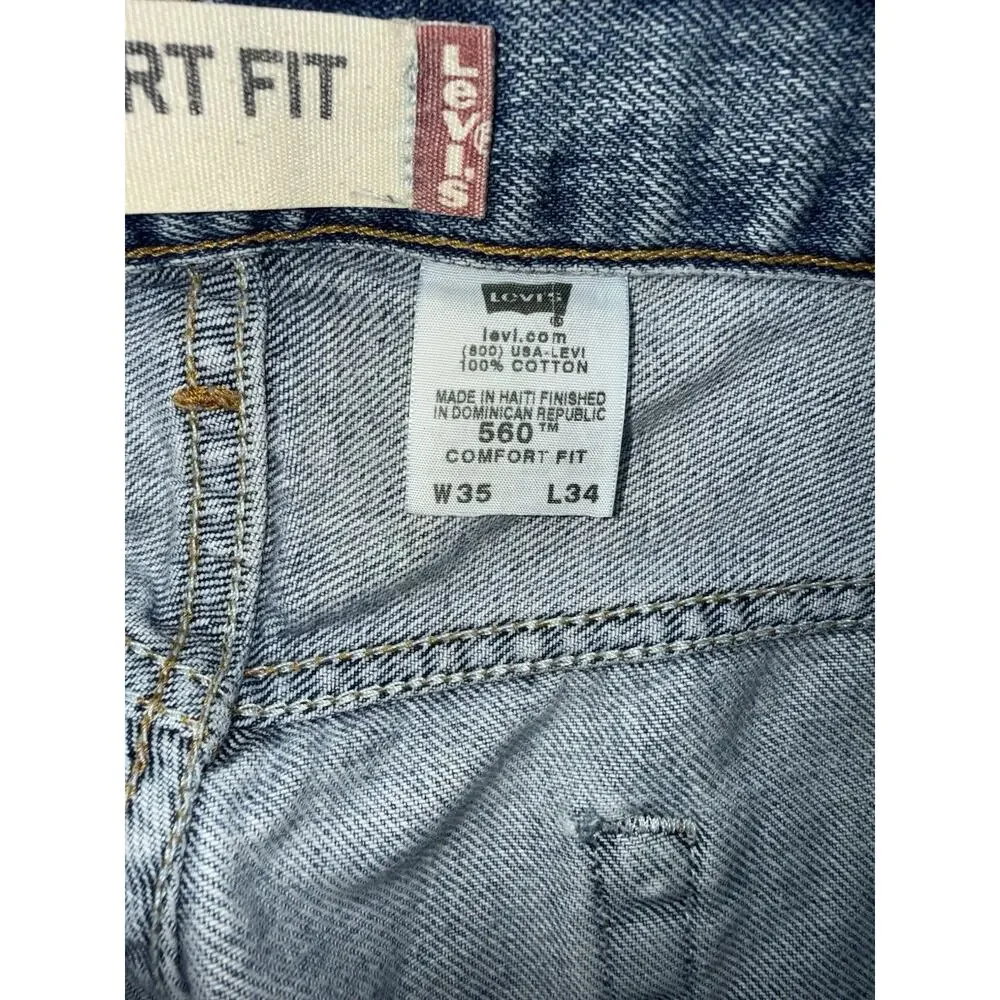 Levis 560 Comfort Fit Medium Wash Denim Blue Jeans Men's 35x34
